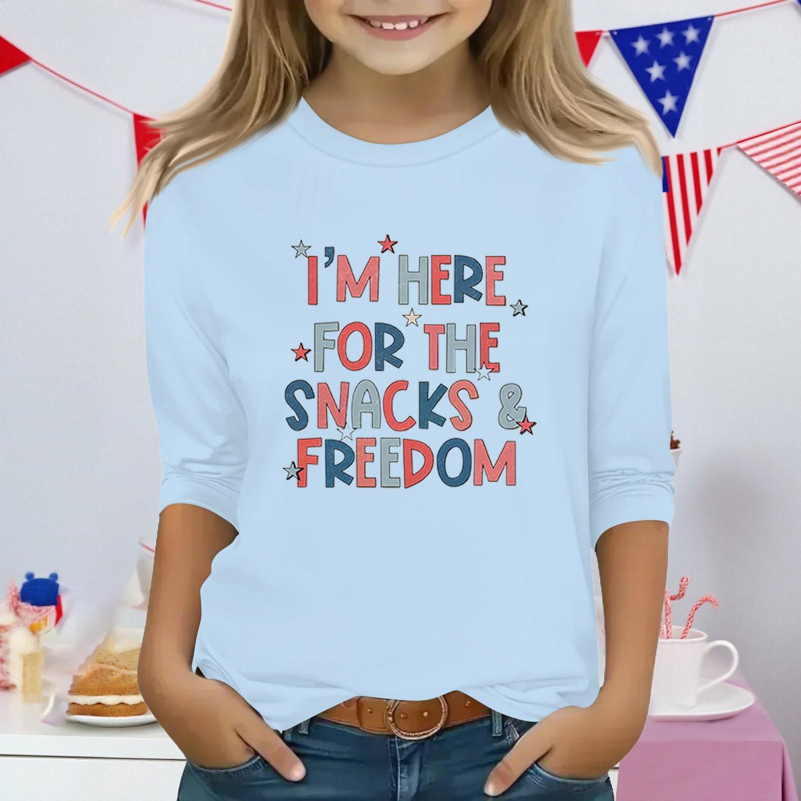 

Топы с принтом для девочек 3-10 лет с круглым вырезом и рукавами 3/4 Футболки Модные топы Наряды Футболки 150 киноварь