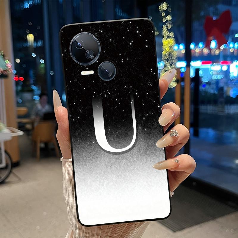 Kratzfeste Handyhülle Für Tecno Spark 10 5G Hülle Mode Neu Schwarz und Rosa Buchstabe Mit Blume Weiches Silikon Schwarze Rückseite