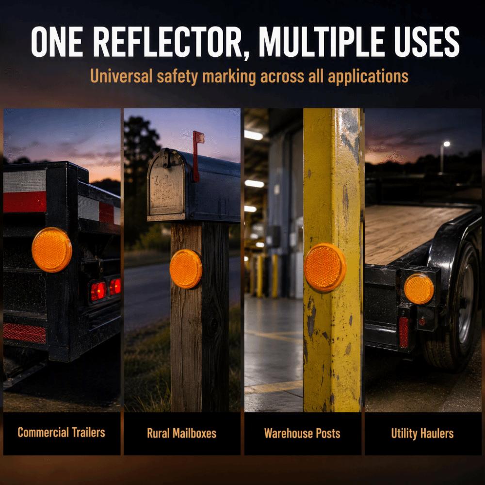 4Pcs Self Adhesive Adhesive Reflectors Plastic Warning Reflectors Round Safety Reflectors  Trucks