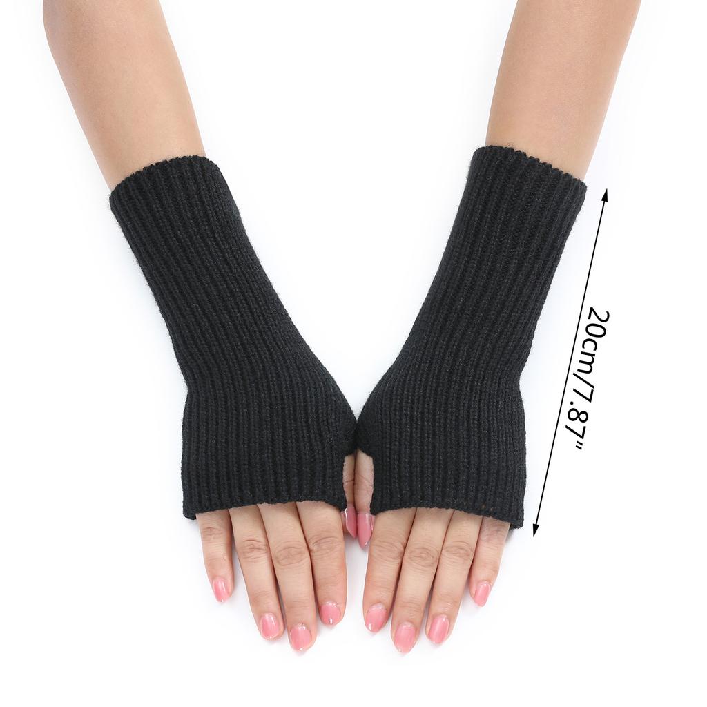 Girls Lengthen Wrist Gloves Crochet Fingerless Gloves Half Finger Keep Warm Mittens Lengthen Mittens for Adult Winter