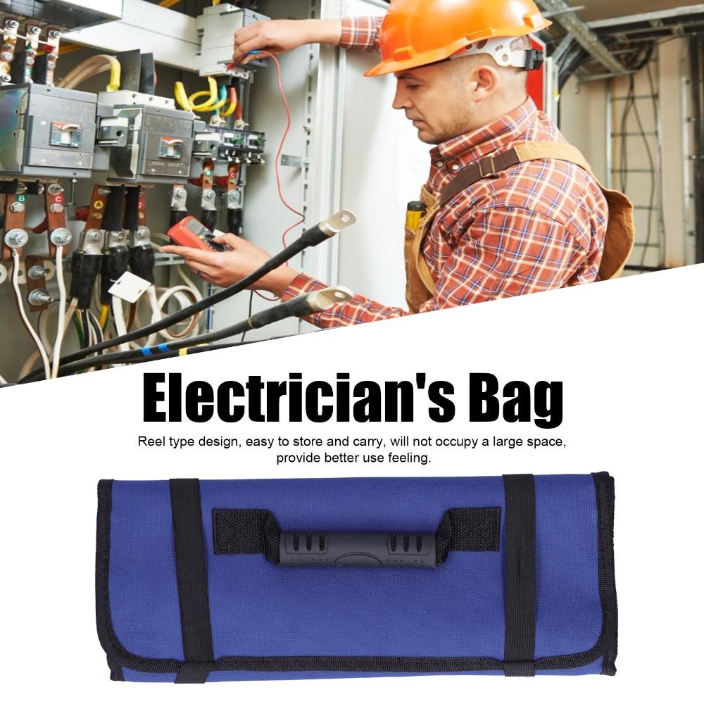 Portable Reel Type Tool Bag 22 Pockets Tool Storage Bag Durable Wrench Roll Up Bag  Electrician