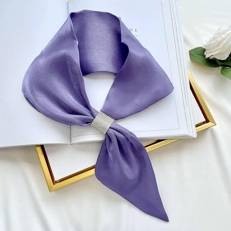 Farbe Für Frauen Für Mädchen Diamant Satin Falscher Kragen Seidenschal Kreuzschals Kreuz Halstuch KTY