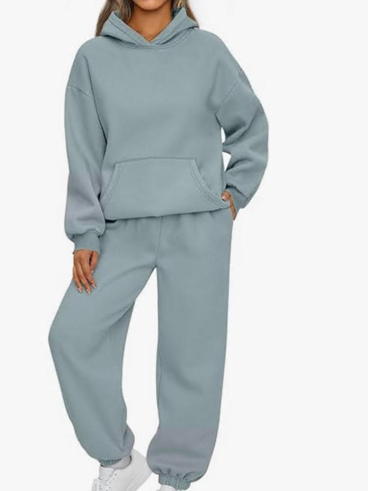 

Женский худи и джоггеры светло-зеленого цвета с передним карманом, повседневный костюм для отдыха XL светло-зеленый