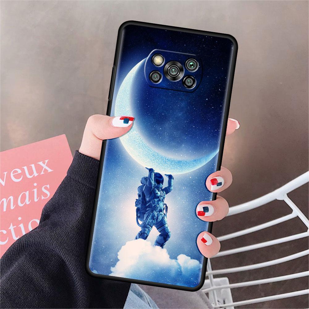 Case For Xiaomi Mi Poco X3 NFC X4 Pro F3 F4 GT M4 M3 F1 C40 11 Lite 11T Soft Silicone Funda Phone Cover Cool Lonely Astronaut