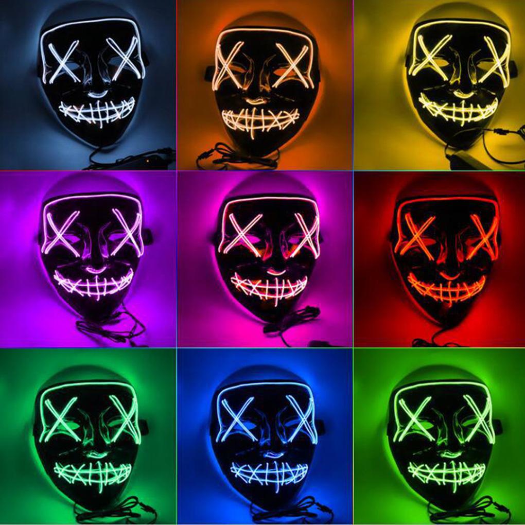 Scary Halloween LED Mask EL Wire Light Up Mask Halloween Festival Party Prop
