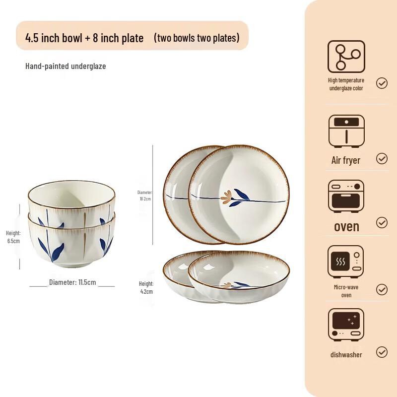 CERAMICS Japanese Style Ceramic Bowl and Plate Set