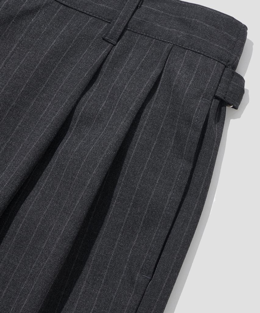 AGOD Strap Banding Wide Slacks [Charcoal Stripe]
