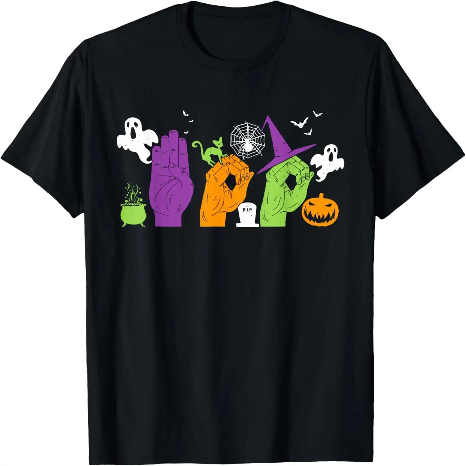 

American Sign Language Boo ASL Halloween T-Shirt XXXXXL чорний