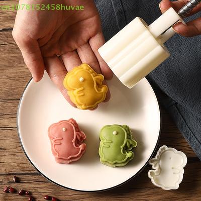 1 Set Cartoon Dinosaur Mooncake Mold Creative Patisserie Stamps Mold Hand Press Animal Bean Paste Cake Mold Pastry DIY Bake Tool