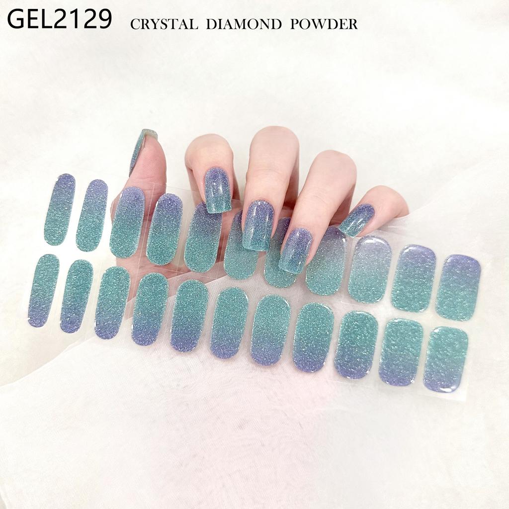 Custom Logo Semi Cured Gel Nail Sticker Waterproof Full Cover Gel Nail Wraps