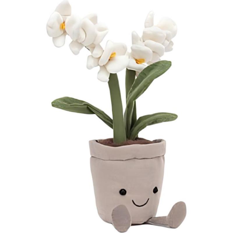 JELLYCAT Botanical Series Cute White Orchid Companion and Soothing Doll Plush Doll 27cm High