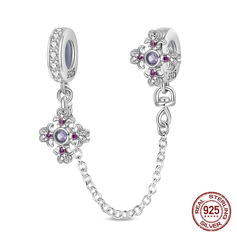 Original 100% 925 Silver Star Moon Safety Chain Fit 925 Original Bracelet & 3mm Bracelet DIY Jewelry Making Women Gift