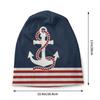 Custom Navy Blue Stripes Nautical Anchor Boat Bonnet Hat Knit Hat Unisex Women Hip Hop Unisex Winter Warm Skullies Beanies Caps