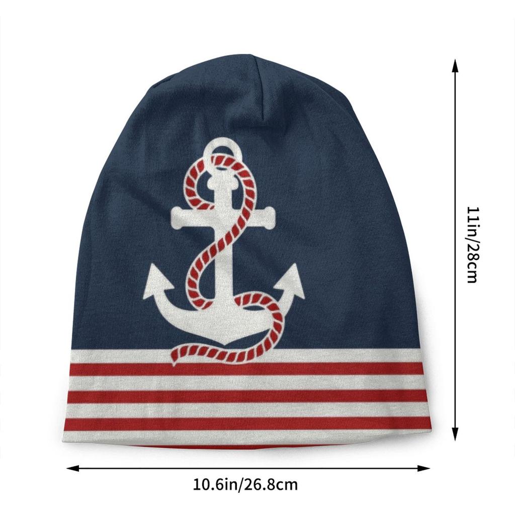 Custom Navy Blue Stripes Nautical Anchor Boat Bonnet Hat Knit Hat Unisex Women Hip Hop Unisex Winter Warm Skullies Beanies Caps