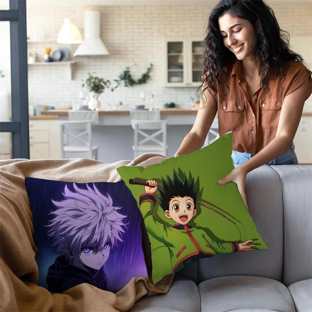 Hot Anime Comics Hunter×Hunter Pillow Covers Cartoon Sofa Decorative Home Double-Sided Printing Short Plush Cute Cushion Cover