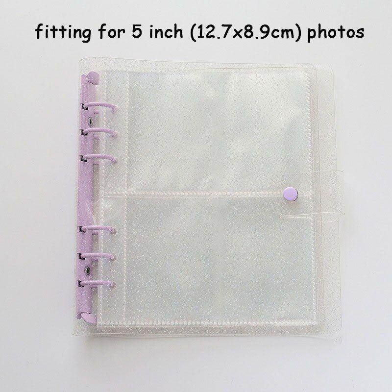 Color Transparent Clip Sparkling 6hole Loose Leaf Album Children Gifts Birthday