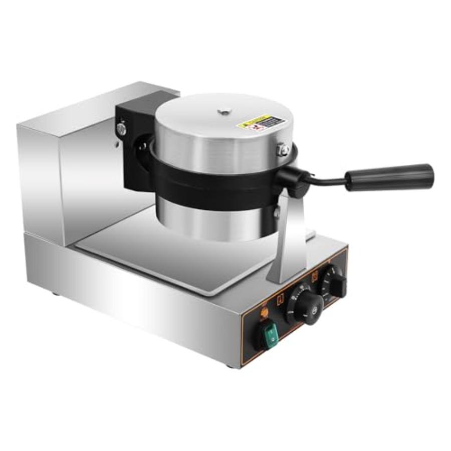Commercial Electric Burger Waffle Maker with Stainless Steel Material Non-Stick Waffle Press Machine Time Temp Control Ideal fo