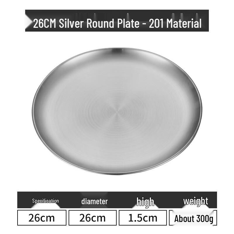 Lainuo 26CM Stainless Steel Round Serving Plates Set