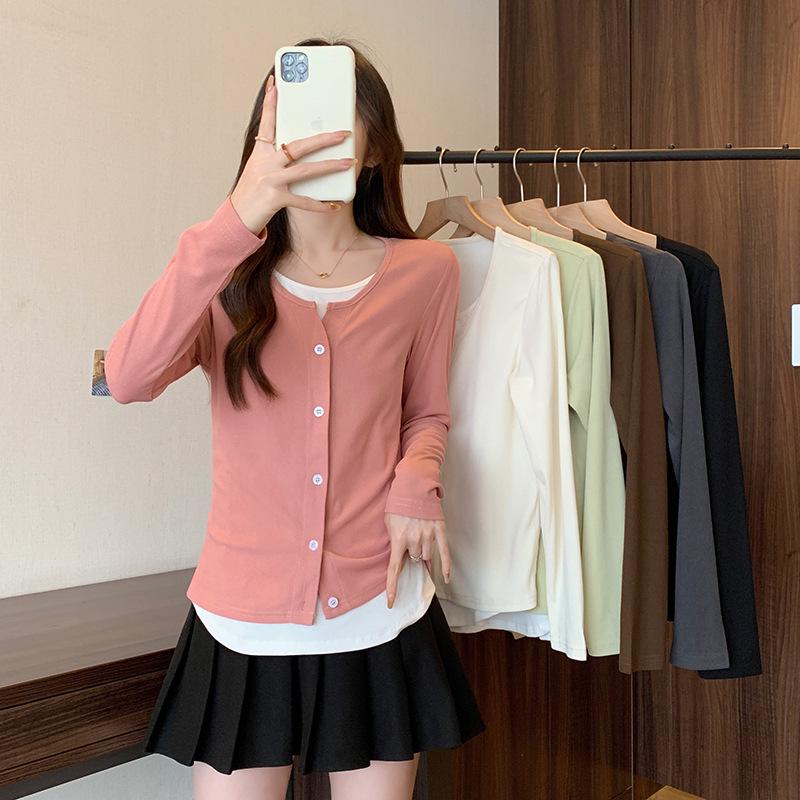 2026 Spring Plus Size Women s Versatile Long Sleeve Two-Piece Look T-Shirt 4XL