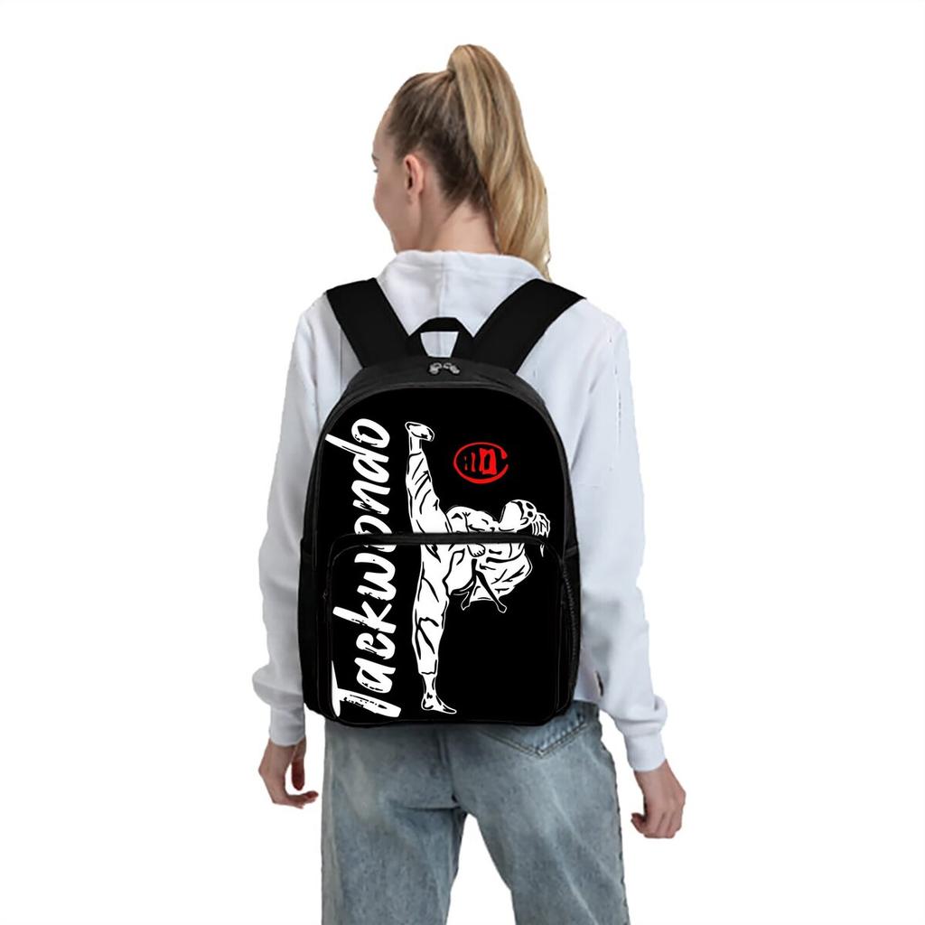 Zaino Quadrato con Tasca Frontale Stampa Taekwondo Per Ragazzo e Ragazza Migliori Regali Cartone Animato Piatto 2D Zaino Scolastico Per Bambini