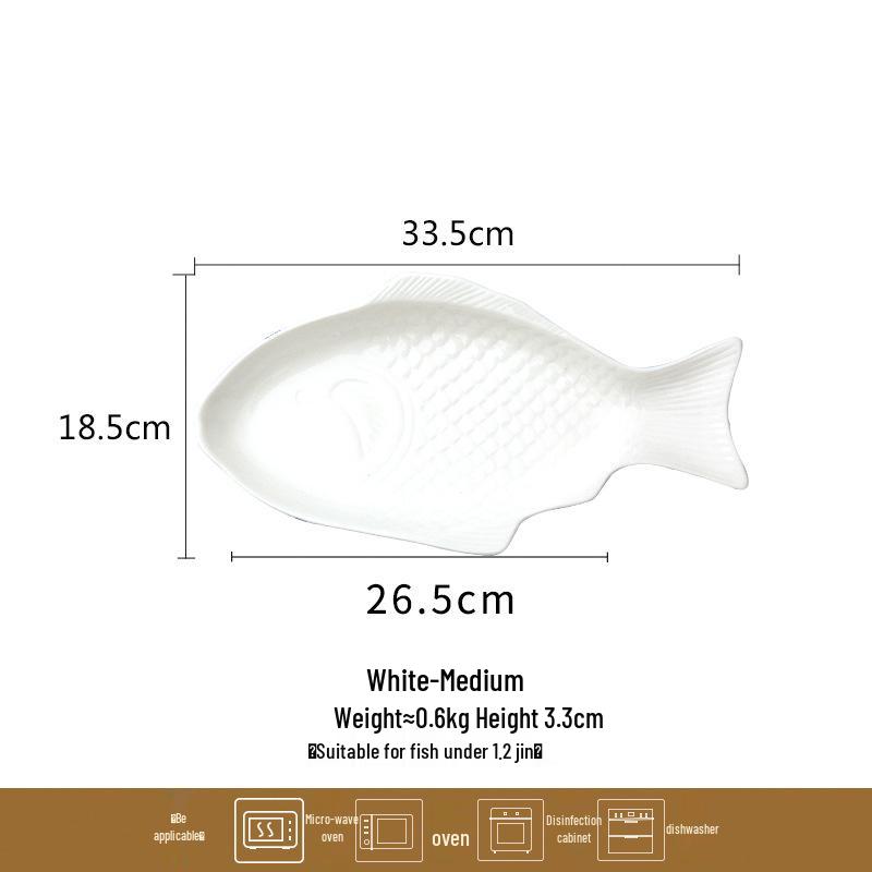 Nordic Ceramic Fish Dinner Plate - Creative Vegetable & Fish Serving Dish for Household Use
