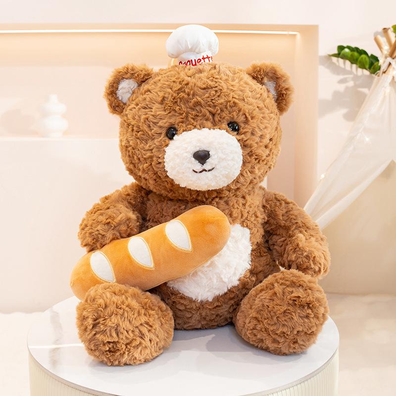 Cute Scarf Bread Bear Teddy Bear Doll Plush Toy Love Bear Hug Bear Doll Children's Rag Doll