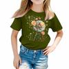 Girls Round Neck Casual Printed Short-sleeved T-shirt Top