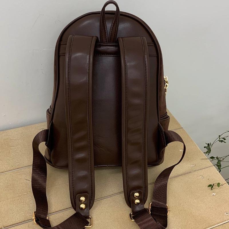 Leopard print cartoon cat backpack bag female niche design retro schoolbag versatile portable backpack