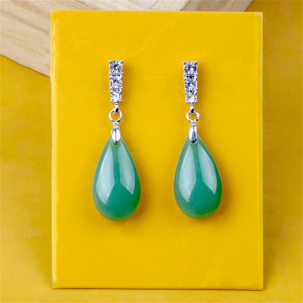 Orecchini a lobo Goccia d'Acqua in Giada Bianca e Verde Naturale per Donna Orecchini Pendenti Trendy in Pietra di Giada Gioielli Vintage per Feste Sposa Regalo