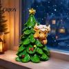 Christmas Party Supplies Highland Cow Stocking Figurine, Xmas Tree Cattle Resin Seasonal Shelf Decorations Statue, Animal Sculpture for Holiday