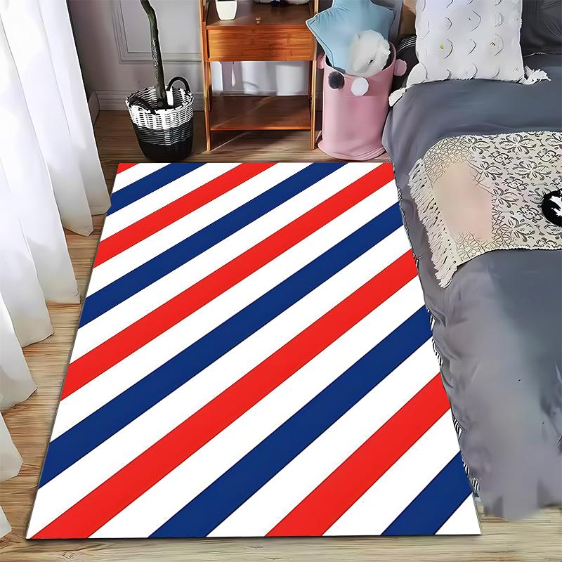 

Modern Red White Blue Striped Rug Ideal for Home Decor Suitable for use as an anti-slip game mat for living room and bedroom sofas 40x60cm( 15x23in )