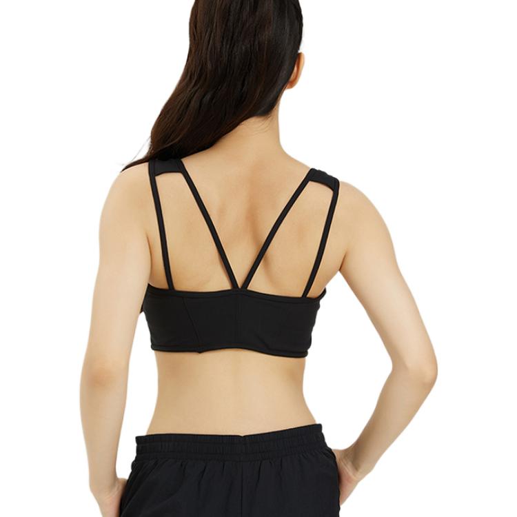 Adidas Solid Color Logo Print Fixed Strap Breathable Sports Bra Women underwear Black HD7683