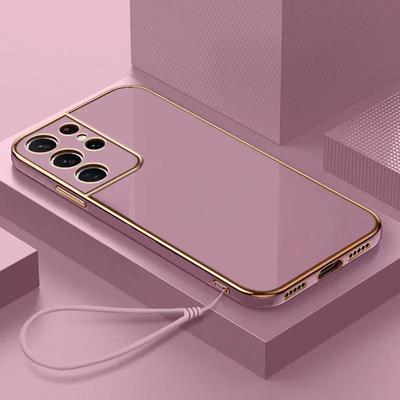 For Samsung Galaxy S24 Ultra Case Samsung SM-S928B Phone Case Straight Edge Electroplate Plating ShockProof Silicone Soft Cover