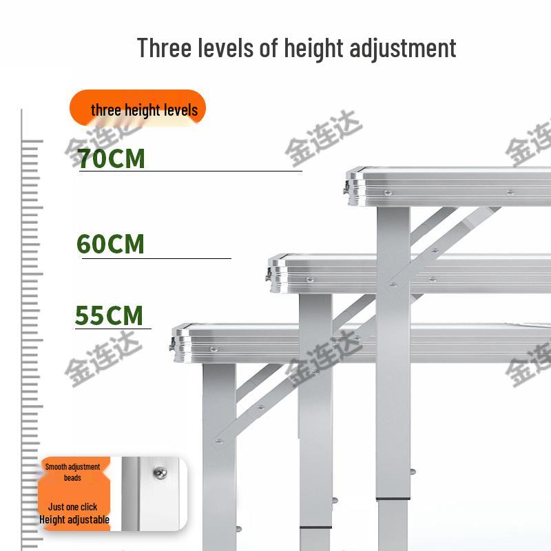 Portable Aluminum Folding Table for Outdoor Dining and Market Stalls - Adjustable and Compact
