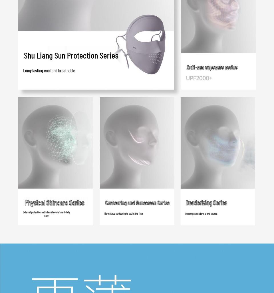 Damen 3D UV-Schutz Sonnenmaske - Atmungsaktives Vollgesichtsschutz für Outdoor Sommer Radfahren