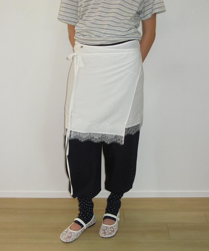 Ronron Lace Trim Wrap Skirt White