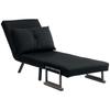 4-in-1 Velvet-Feel Single Chair Bed, with Pillow - Black