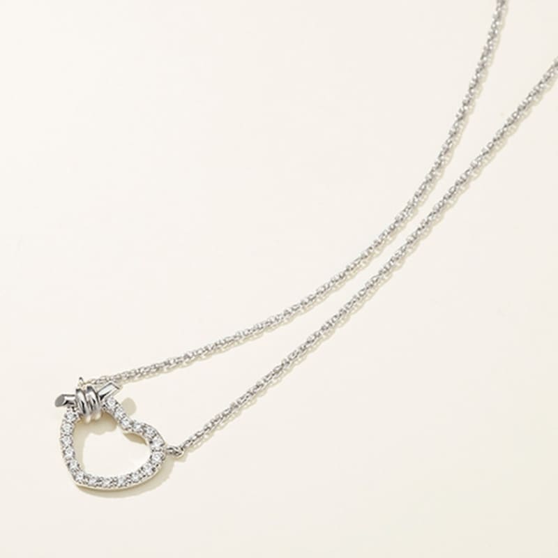 METROCITY JEWELRY Cuore Sterling Silver White Necklace A231SN1002WPA