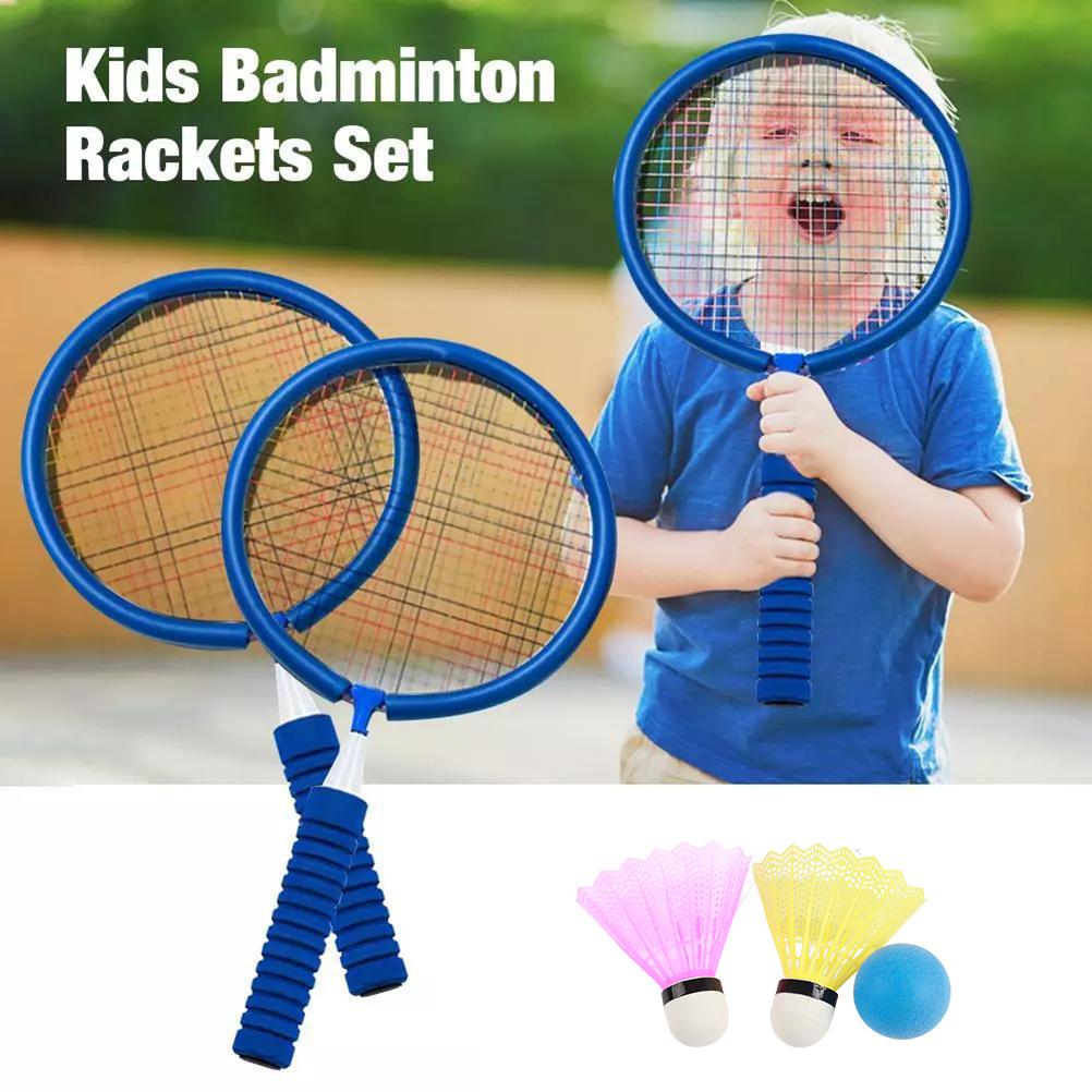 Badminton Rackets Set Portable Badminton Rackets with 2 Shuttlecocks and Carrying Bag for Children