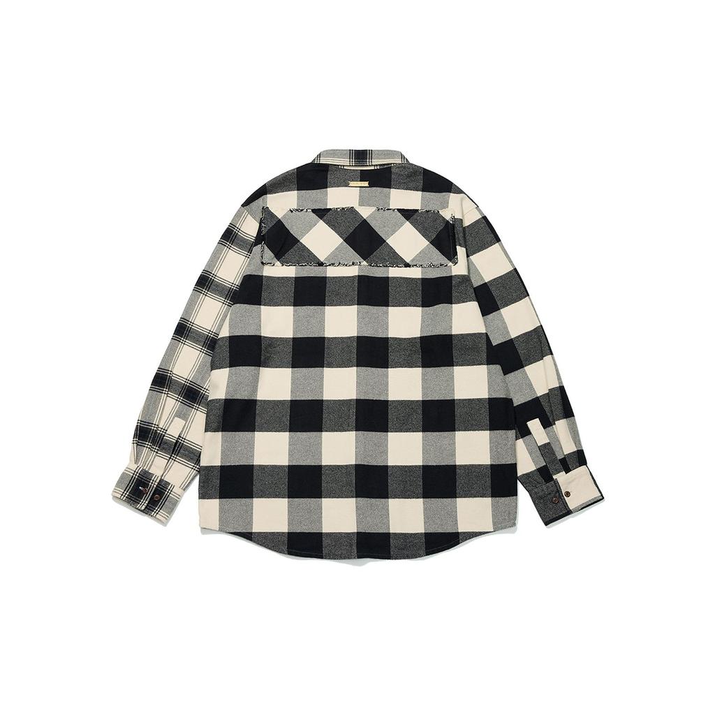Lining Daily Gold Series Plaid Pocket Button-Down Collar Loose Long Sleeve Shirt Men Tops ASHT001-3