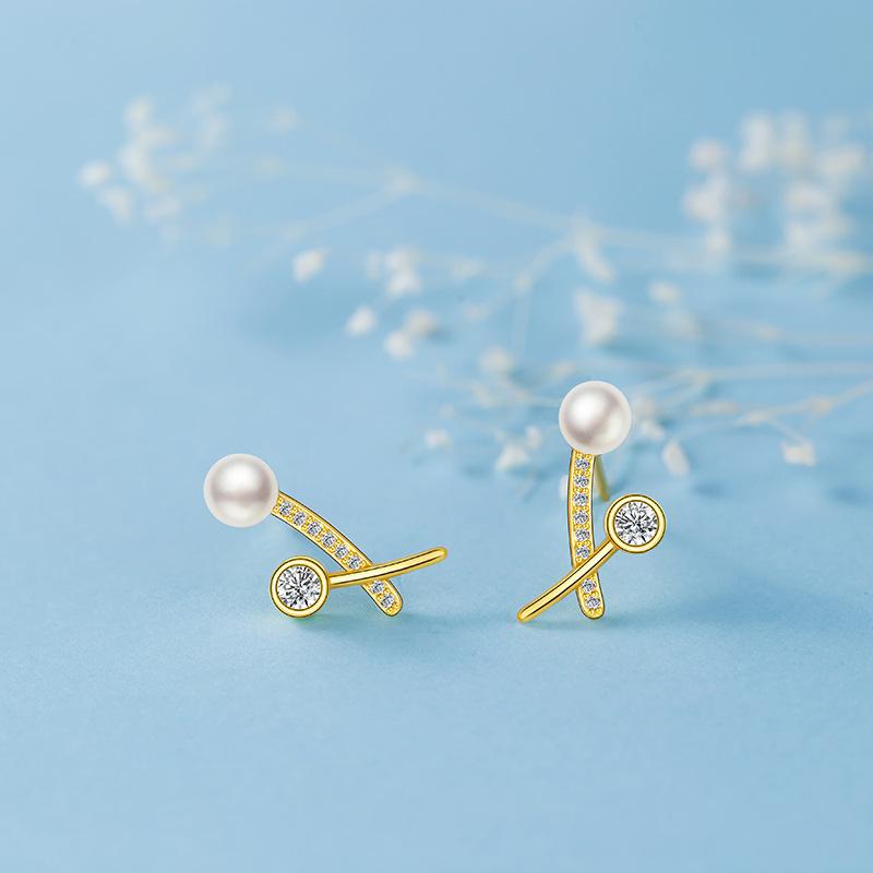 

Серьги-гвоздики с имитацией жемчуга крест, женские легкие, роскошные, маленькие, свежий дизайн, циркониевые, пригородные серьги