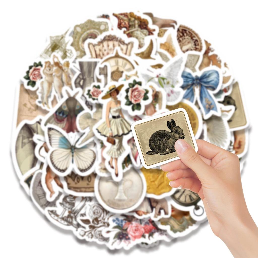 53 Wasserdichte Aufkleber im Retro-Court-Stil: Vintage-Dekor für Tassen, Telefone und Computer