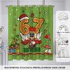 1pc Merry Christmas 67 Element Printed Waterproof Shower Curtain Partition Privacy Hanging Curtain with 12 Hooks Multiple Size