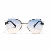Rimless Glasses Men'S Polygonal Diamond Trimmed Retro Sunglasses Women'S Ins Street Shot Rivet Sunglasses