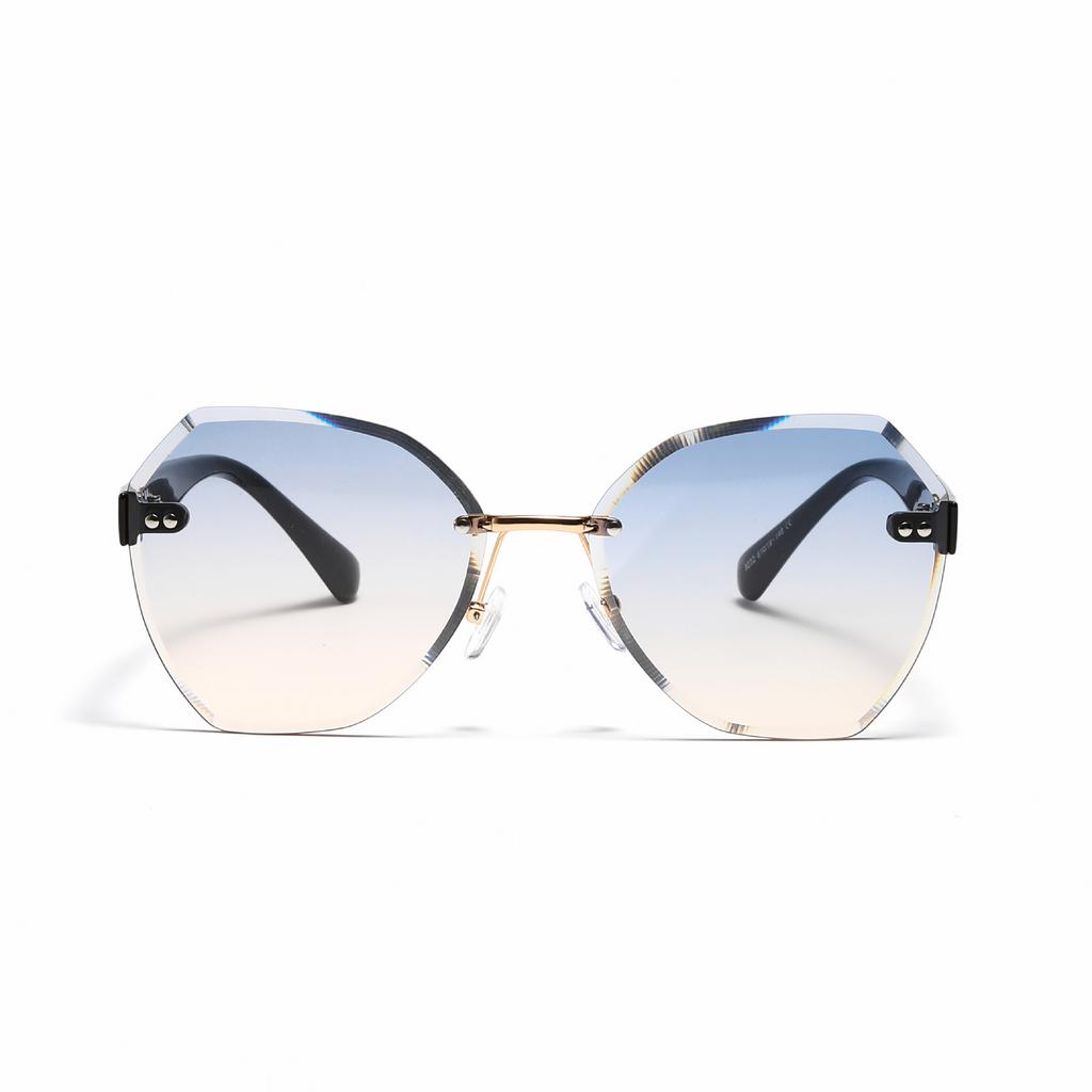 Rimless Glasses Men'S Polygonal Diamond Trimmed Retro Sunglasses Women'S Ins Street Shot Rivet Sunglasses
