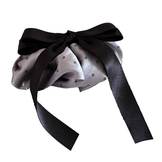 

Hairpin French Style Satin Texture Dot Print Ribbon Bowknot Decor Spring Hair Clip Versatile Lightweight Hair Accessory синий