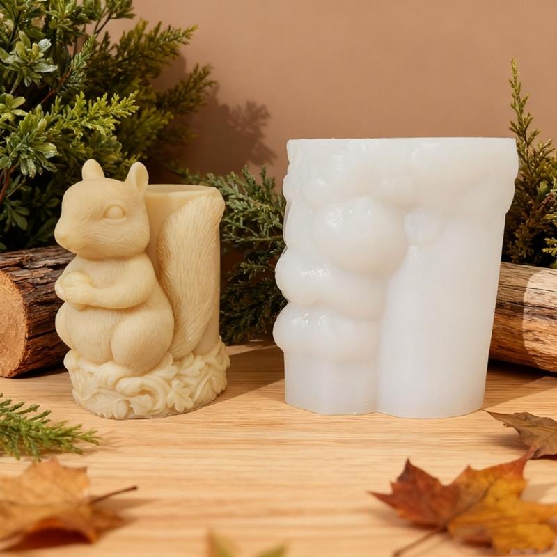 Squirrel Figurine Silicone Mold Animal Candle Silicone Mould for Epoxy Resin Making Candle Soap Festival Decoration