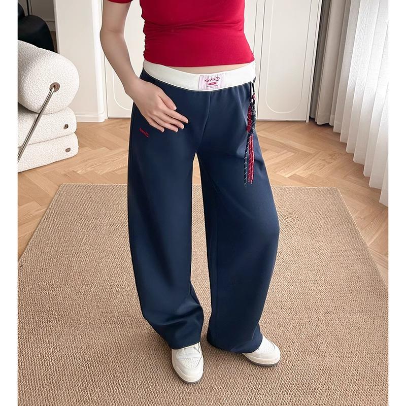 Summer Thin American Retro Sweatpants Without Support Straight Casual Wide-leg Pants