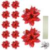 12Pcs With Clips Artificial Christmas Flowers with Stems Christmas Fake Blooms  Wedding Decor