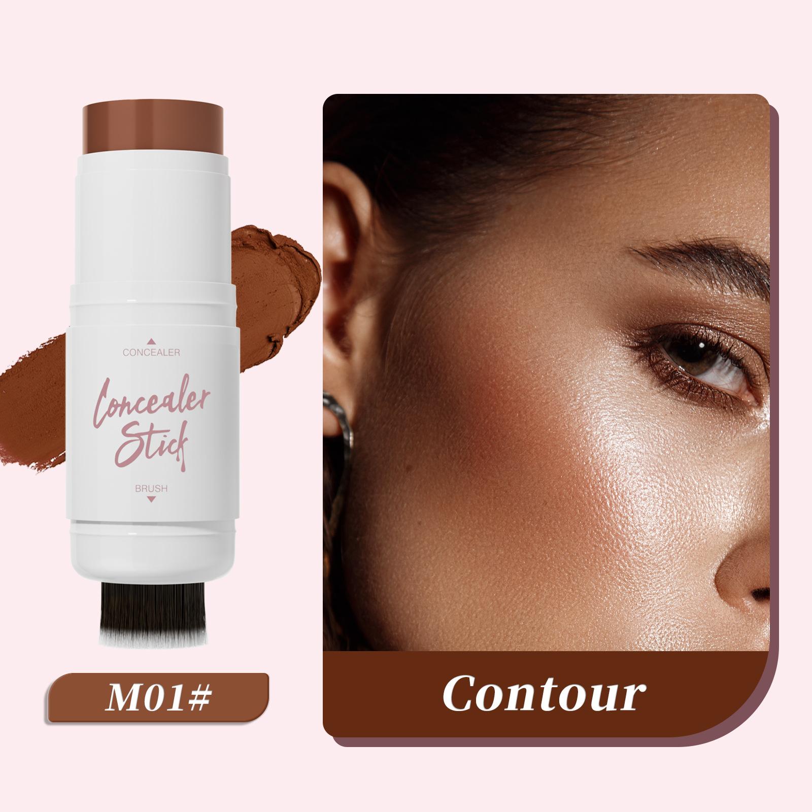 

Double Head Multifunctional Grooming Highlight Blush Stick, Three-Dimensional Brightening Face Bronze 4g